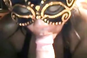 Awesome carnal oral stimulation from dark girl in the mask