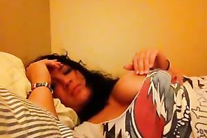 My Latina GF with jet dark hair just can't live without masturbating on livecam