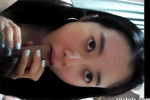 Cute and slutty Asian nympho rides her BF's dong like a cowgirl