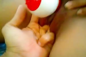 My hubby fingers my bawdy cleft during the time that I rub my clitoris with a sex-toy