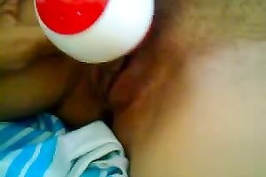 My hubby fingers my bawdy cleft during the time that I rub my clitoris with a sex-toy