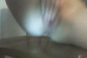 My GF fingers her shaved twat in homemade solo scene