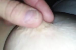 Playing with the pubic hair and pink nipps of my dirty slut wife