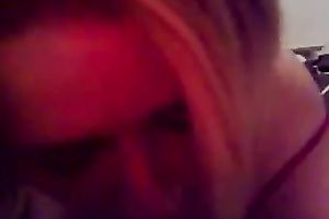 Busty and dilettante blond girlfriend is playing with my weenie