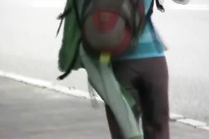 Sveta changes her garments in a park after peeing her panties