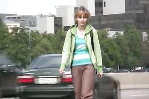 Sveta changes her garments in a park after peeing her panties