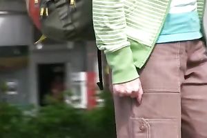 Sveta changes her garments in a park after peeing her panties