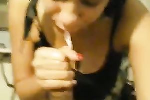 My Dominican black skin girlfriend can barely fit my pecker in her face hole