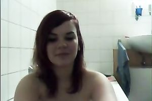Webcam scene with gal teasing with her love melons in the bath