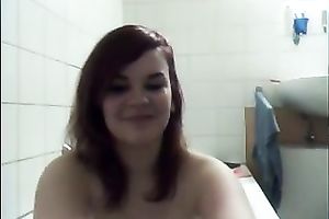 Webcam scene with gal teasing with her love melons in the bath