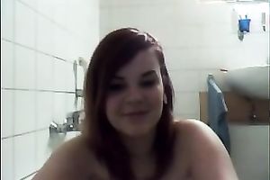 Webcam scene with gal teasing with her love melons in the bath