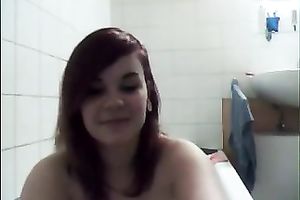 Webcam scene with gal teasing with her love melons in the bath