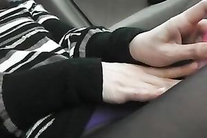 My wicked girlfriend rubs her wet crack with a sex tool whilst wearing hose