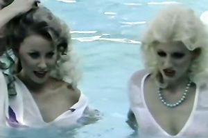 Blond head dirty lesbos have a fun outstanding wet crack party near pool