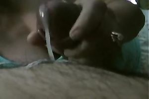 My cheating wife jerks off my pecker and makes me cum on myself