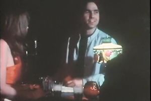 Cute brunette hair waitress in red costume receives brutally drilled by client