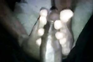 My Married slut massages my large dark shlong with her freaking fantastic feet