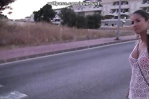 Delightful brunette hotwife copulates her BF after evening walk