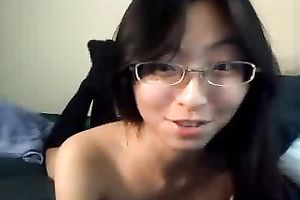 Delicious nerdy asian sweetheart makes a performance in live chat