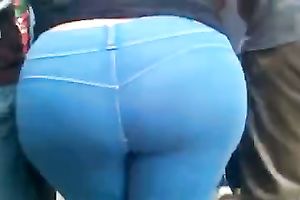 Hidden webcam clip with a huge-assed honey walking down the street