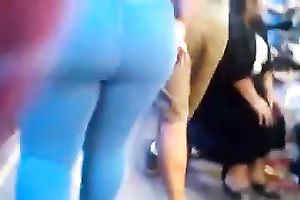 Hidden webcam clip with a huge-assed honey walking down the street