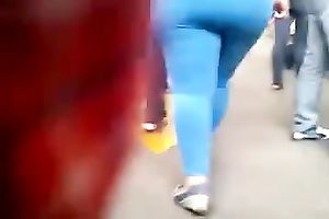 Hidden webcam clip with a huge-assed honey walking down the street