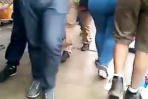 Hidden webcam clip with a huge-assed honey walking down the street