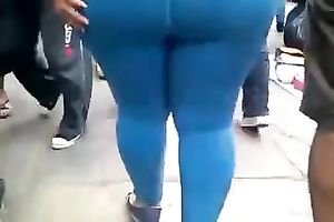 Hidden webcam clip with a huge-assed honey walking down the street