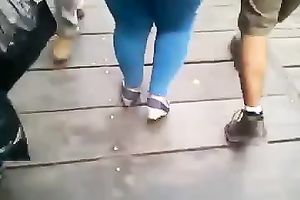 Hidden webcam clip with a huge-assed honey walking down the street