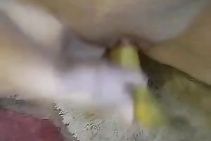 Watch how a banana goes in my hairless white honeypot