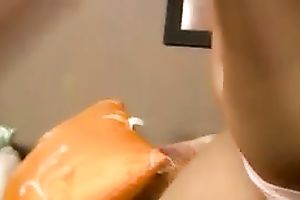 Smiling blond honey with well stacked body rides a small 10-Pounder