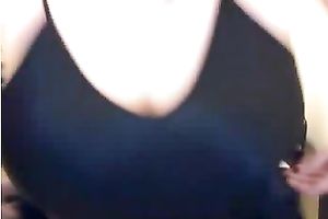 Chubby non-professional milf kneads her large mambos during a intimate show
