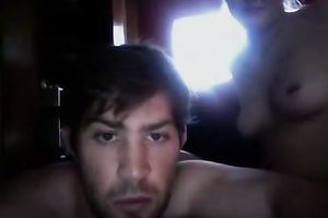 Flirty golden-haired temptress sucks her boyfriend's dong in front of a web camera