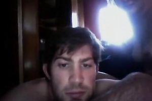 Flirty golden-haired temptress sucks her boyfriend's dong in front of a web camera