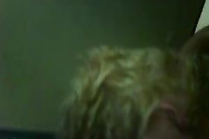 Blonde skank sucks my dark weenie in interracial homemade movie scene