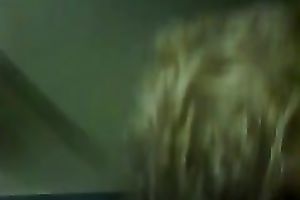 Blonde skank sucks my dark weenie in interracial homemade movie scene