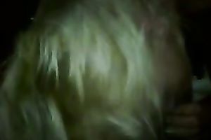 Blonde skank sucks my dark weenie in interracial homemade movie scene