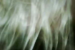 Blonde skank sucks my dark weenie in interracial homemade movie scene