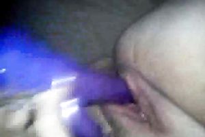 Cute corpulent girlfriend tapes herself playing with dildo