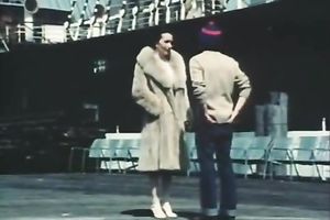 Sizzling brunette allows a stud to drill her muff in retro porn video