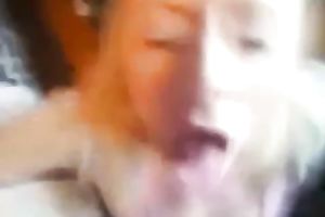 My blond gf with hot mole above her lips gives oral pleasure