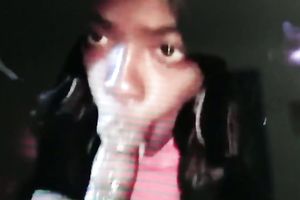 Chocolate nympho is sucking my bewitching knob like a true champ