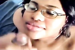 Nerdy and chunky ebon college legal age teenager likes cum facial