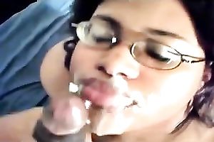 Nerdy and chunky ebon college legal age teenager likes cum facial