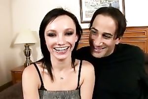 Nasty brunette hair honey receives actually nice slit licking from her BF