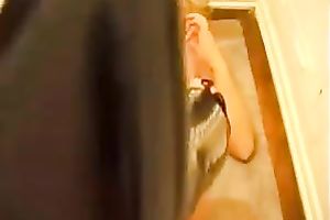 Stunning hawt German bimbo in leather high heels masturbating