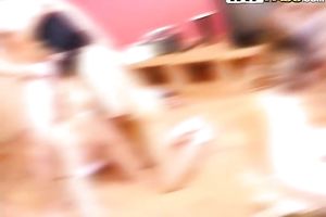 Stunning group sex scene with sluts working on dicks