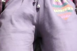 Slim redhead Sveta pees in her panties in a public place