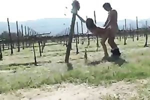 My big-breasted GF and me making love in the field