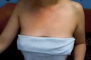 Shy web camera playgirl teases with her large bazookas and admirable butt